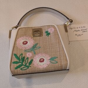 Kate Spade Beige and White Mini Bag with Floral Embroidery